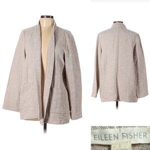 Eileen Fisher Women Natural Kimono Jacket Rhythmic Cotton Slub Beige Large
